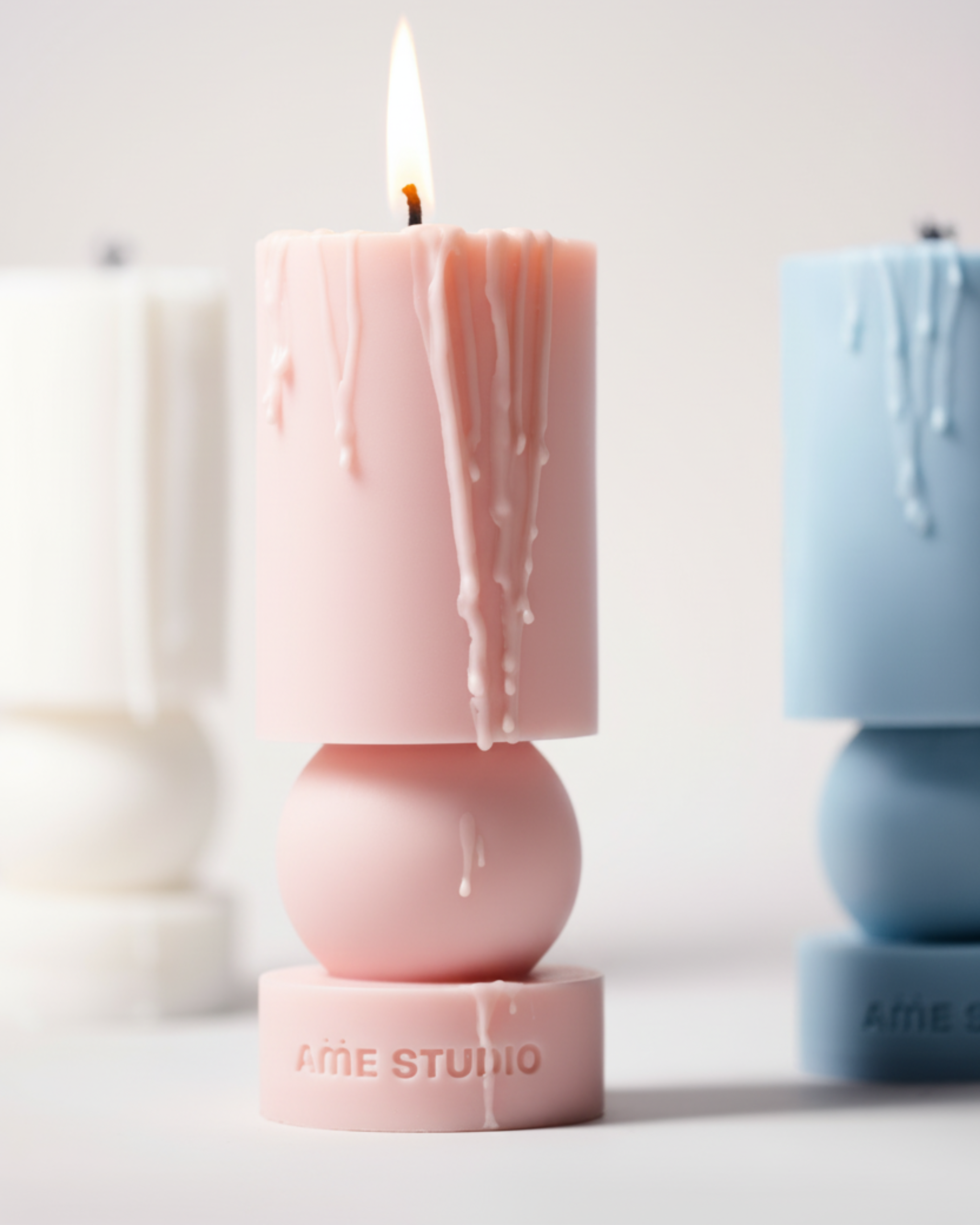 Soft Pink Geomertic Candle