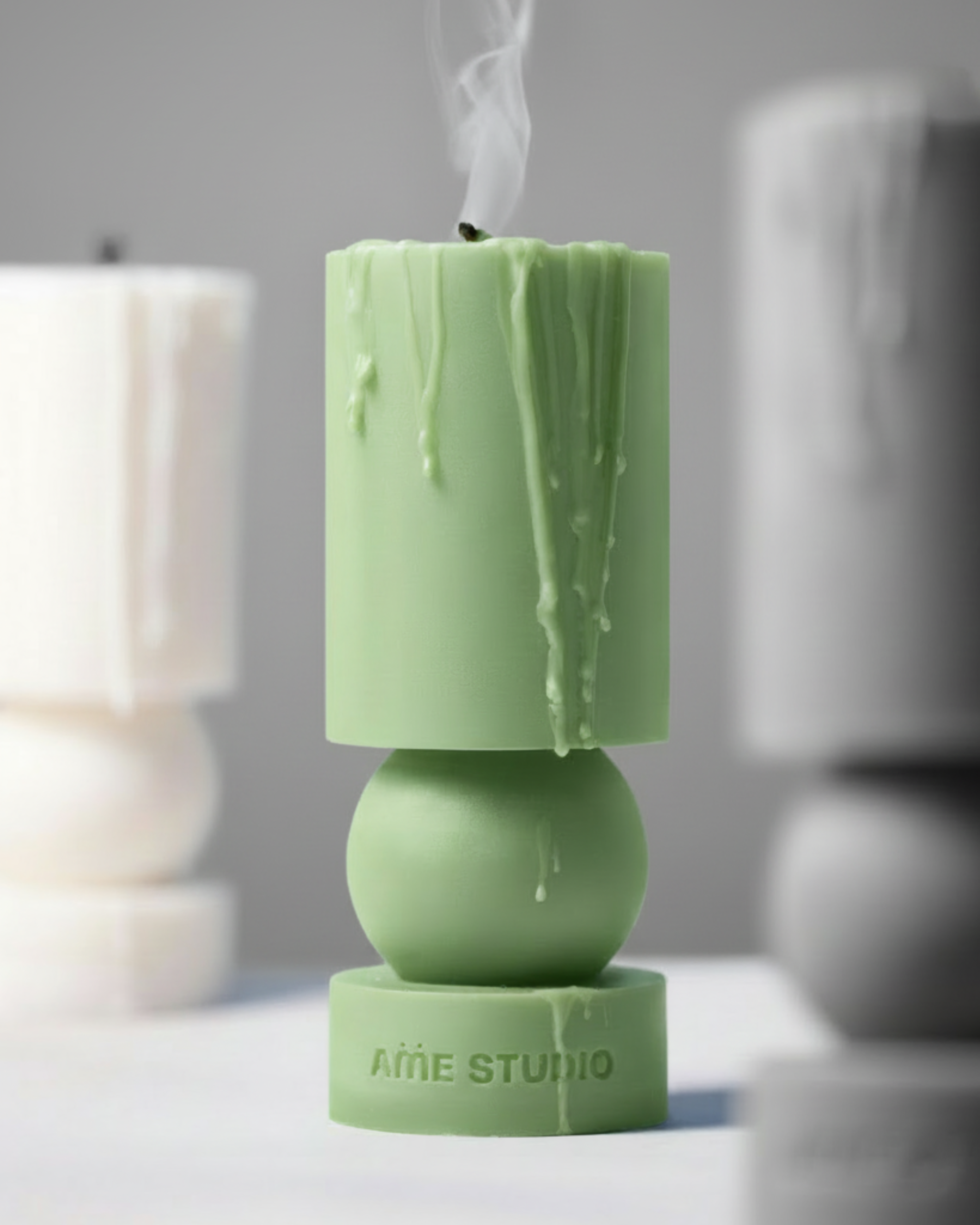 Light Green Geometric Candle