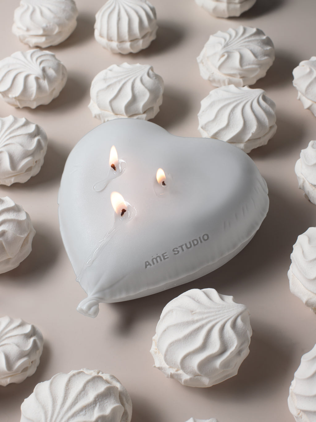 Soft Gray Heart Candle