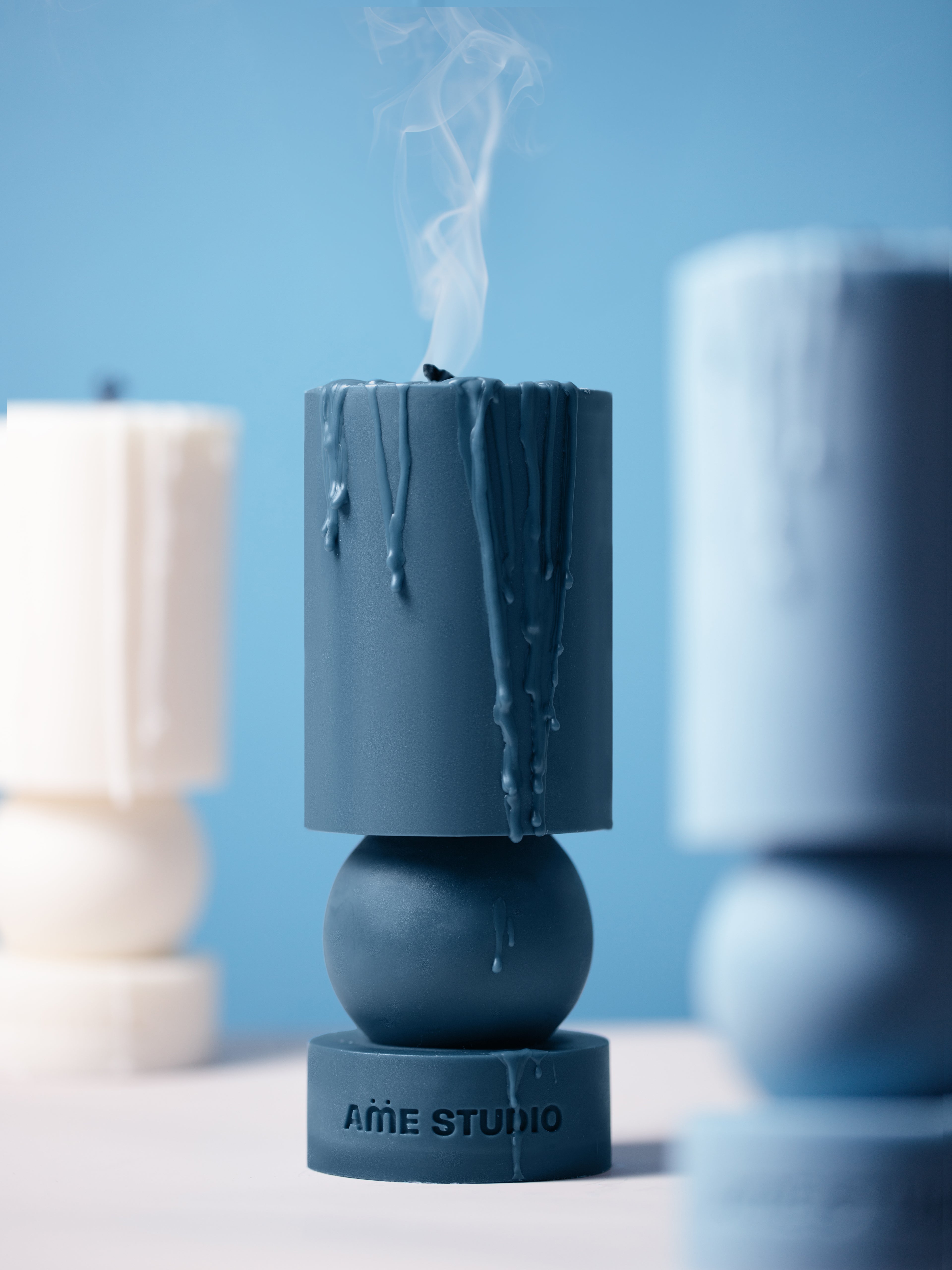 Navy Geometric Candle