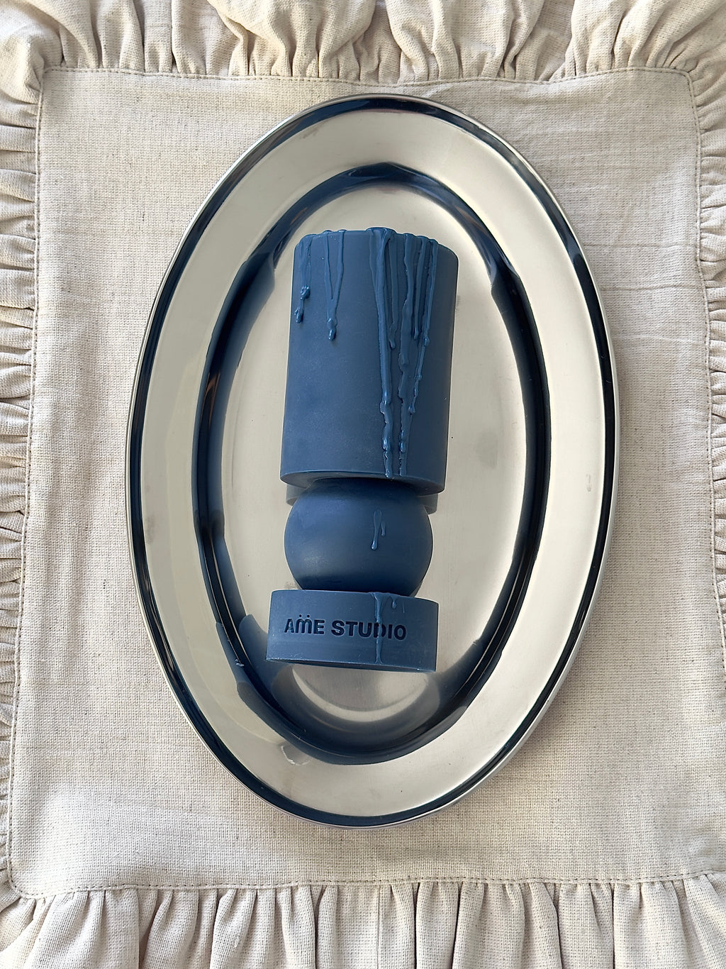 Navy Geonetric Candle