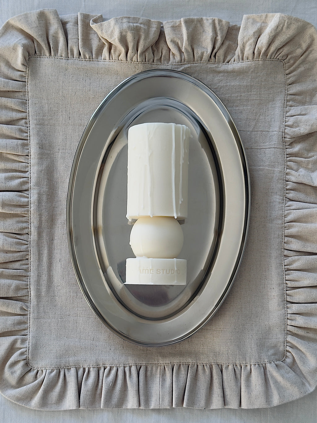 Snow White Geometric Cnadle