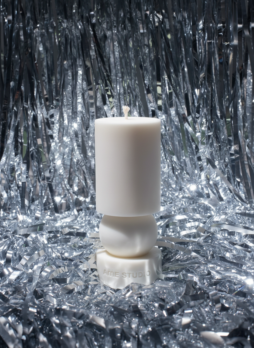 Snow White Geometric Cnadle