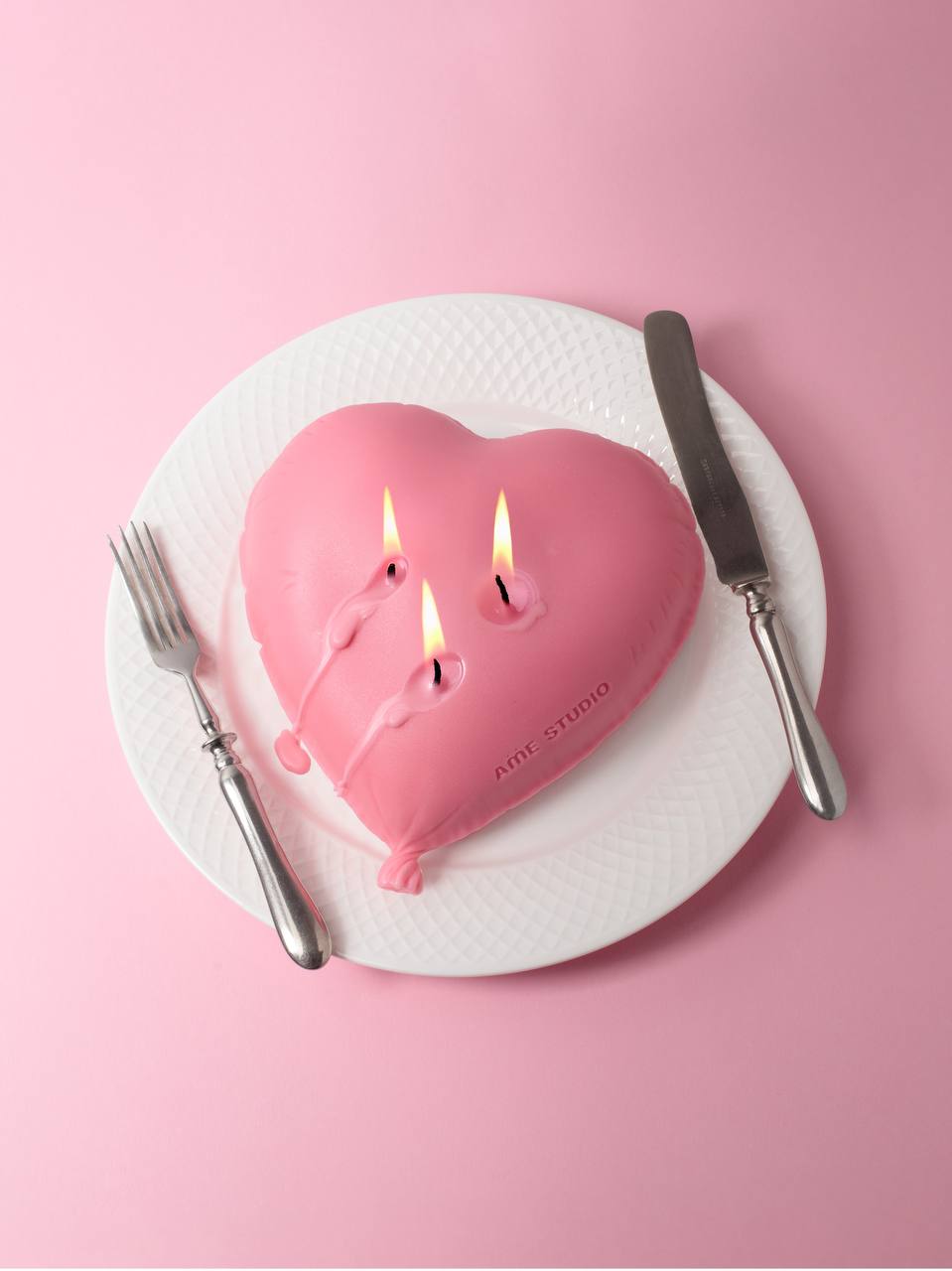 Powder Pink Heart Candle
